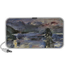 Walchensee con la luna de levantamiento de Lovis C Notebook Altavoces