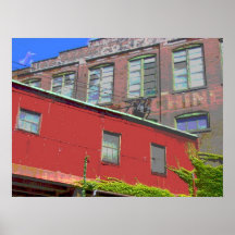 Warehouse industrial viejo y calzada poster