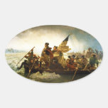 Washington que cruza el Delaware de Manuel Leutze Pegatinas Ovaladas Personalizadas