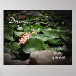 Waterlilies y acuarela de las luciérnagas con la l poster