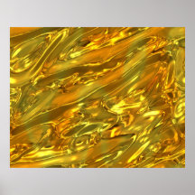 Waves Gold grande orgánico del metal fundido del a Poster