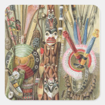 Weaponsutensils y ornamentos de AmericanIndians Pegatina Cuadradas Personalizada