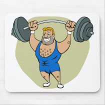 Weightlifter del dibujo animado alfombrillas de raton 
