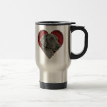Weimaraner con el corazón tazas de café