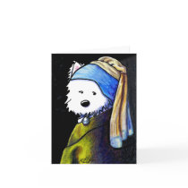 Westie con el pendiente de la perla tarjetas