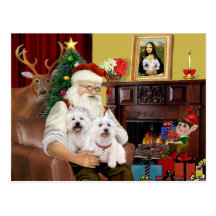 Westies de Santa 2 Tarjeta Postal