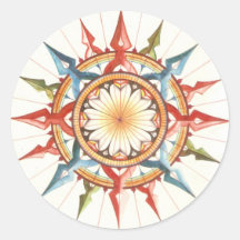 wind rose, compass adesivos redondos