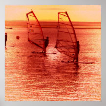 Windsurfers en el poster del horizonte