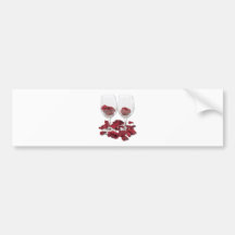 WineGlassRosePedals Pegatina De Parachoque