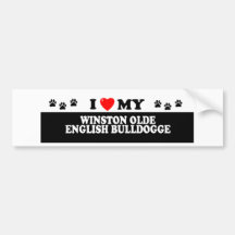 WINSTON OLDE ENGLIH BULLDOGGE_ PEGATINA DE PARACHOQUE