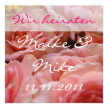 Wir heiraten (Rosa Rosen) - Einladungs-Karte