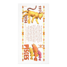 WoodTiger 1974 de Valxart Piscis llevados zodiaco Tarjetas Fotograficas Personalizadas
