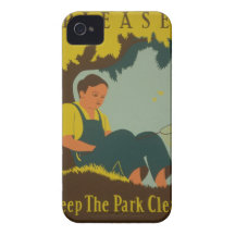 WPA - mantenga el parque limpio iPhone 4 Case-Mate Fundas