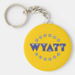 Wyatt en azul del fútbol llaveros personalizados
