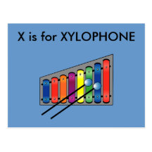 "X" está para el alfabeto Flashcard del xilófono Tarjeta Postal