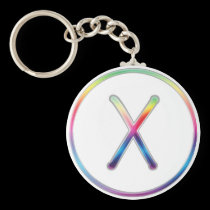 X llavero del monograma del arco iris llaveros