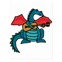 XX dragón que toca la guitarra Tarjetas Postales