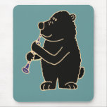 XX oso negro que juega el Clarinet Tapetes De Ratones
