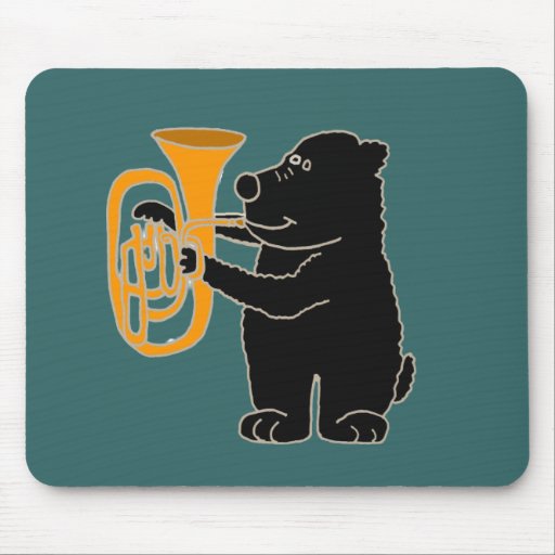 XX oso negro que juega la tuba Tapete De Ratón