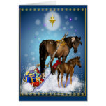 Yegua del navidad y tarjeta fría