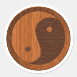 Yin de madera Yang Etiqueta Redonda