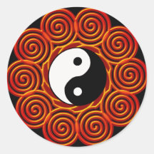 Yin espiral Yang Sun Pegatina Redonda