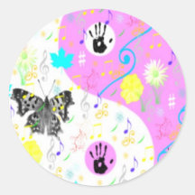 Yin rosado Yang Graffitti Pegatinas Redondas