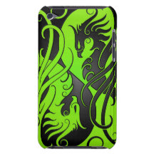 Yin verde y negro Yang Phoenix Barely There iPod Carcasas