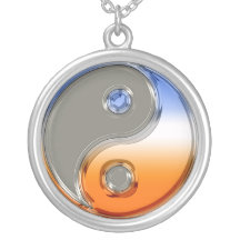 Yin Yang en plata y salida del sol Pendientes Personalizados