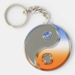 Yin Yang en plata y salida del sol Llavero Personalizado