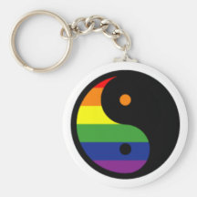 Yin-Yang-Símbolo-Arco iris Llavero