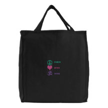 Yoga del amor de la paz bordada bolsas bordadas