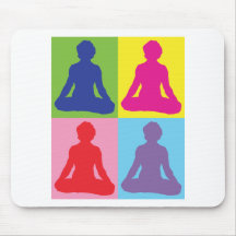 Yoga multicolora de la actitud de Lotus Alfombrilla De Ratón
