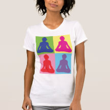 Yoga multicolora de la actitud de Lotus Camiseta
