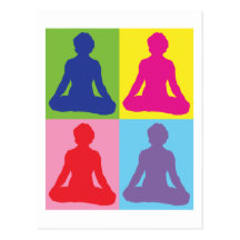 Yoga multicolora de la actitud de Lotus Tarjetas Postales