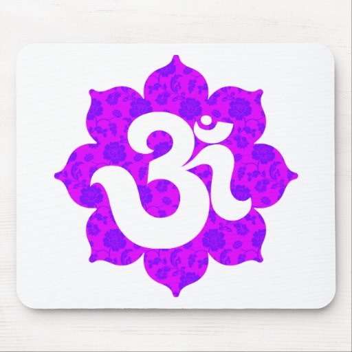 Yoga OM en el rosa púrpura de Lotus Tapetes De Ratones