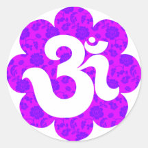 Yoga OM en el rosa púrpura de Lotus Pegatinas