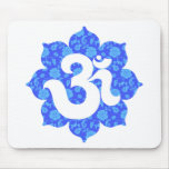 Yoga OM en Lotus azul marino Alfombrillas De Ratones