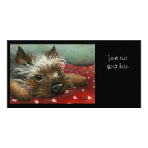 Yorkie y corazones tarjetas fotograficas personalizadas