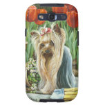 Yorkshire Terrier Yorkie en jardín del tulipán Galaxy SIII Coberturas