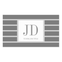 ¡YourJobTitle! El monograma/rayó/gris oscuro Tarjetas Personales
