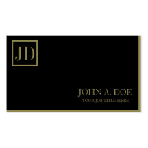 ¡YourJobTitle! Negro/monograma cuadrado del oro Tarjetas De Negocios