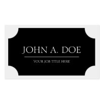 ¡YourJobTitle! Placa negra/blanco clásico Plantilla De Tarjeta Personal