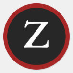 Z: Pegatinas negros rojos modernos iniciales de Z/