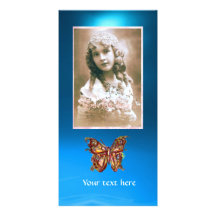 ZAFIRO AZUL de la MARIPOSA, rojo Tarjetas Fotograficas Personalizadas
