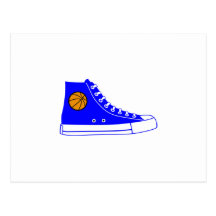 Zapatilla de deporte azul del baloncesto tarjetas postales