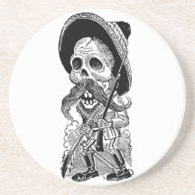Zapatista Calavera. c. 1900's temprano. México Posavasos Manualidades