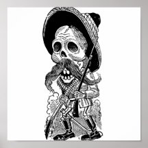 Zapatista Calavera. c. 1900's temprano. México Poster