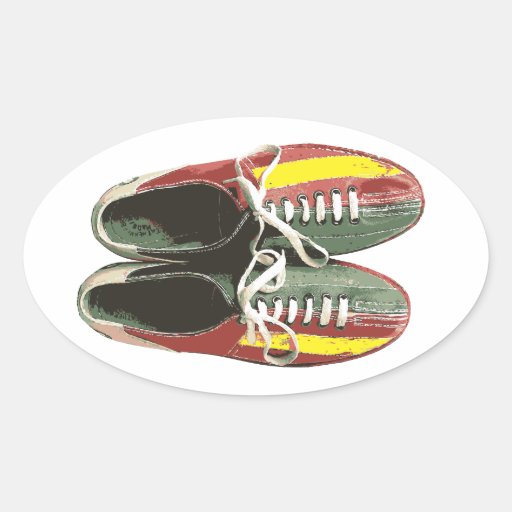 Zapato de bolos retro de los zapatos de bolos del  calcomania de óval