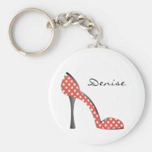 Zapato del punto de la mariquita llaveros personalizados